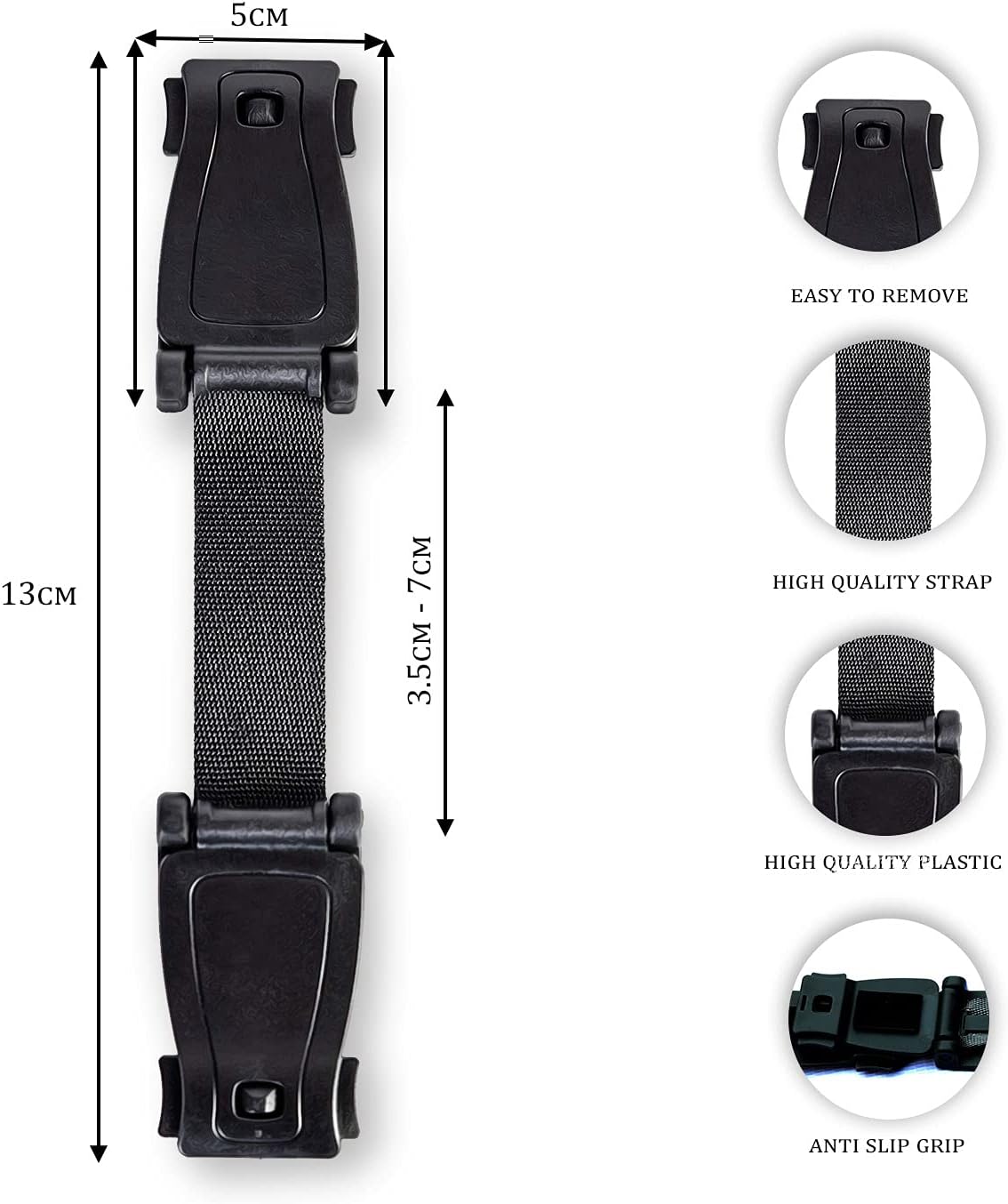 STRAP STOP Anti Escape Car Seat Strap — UK Made, Crash Tested, ECE R44-04 & R129 - BLACK