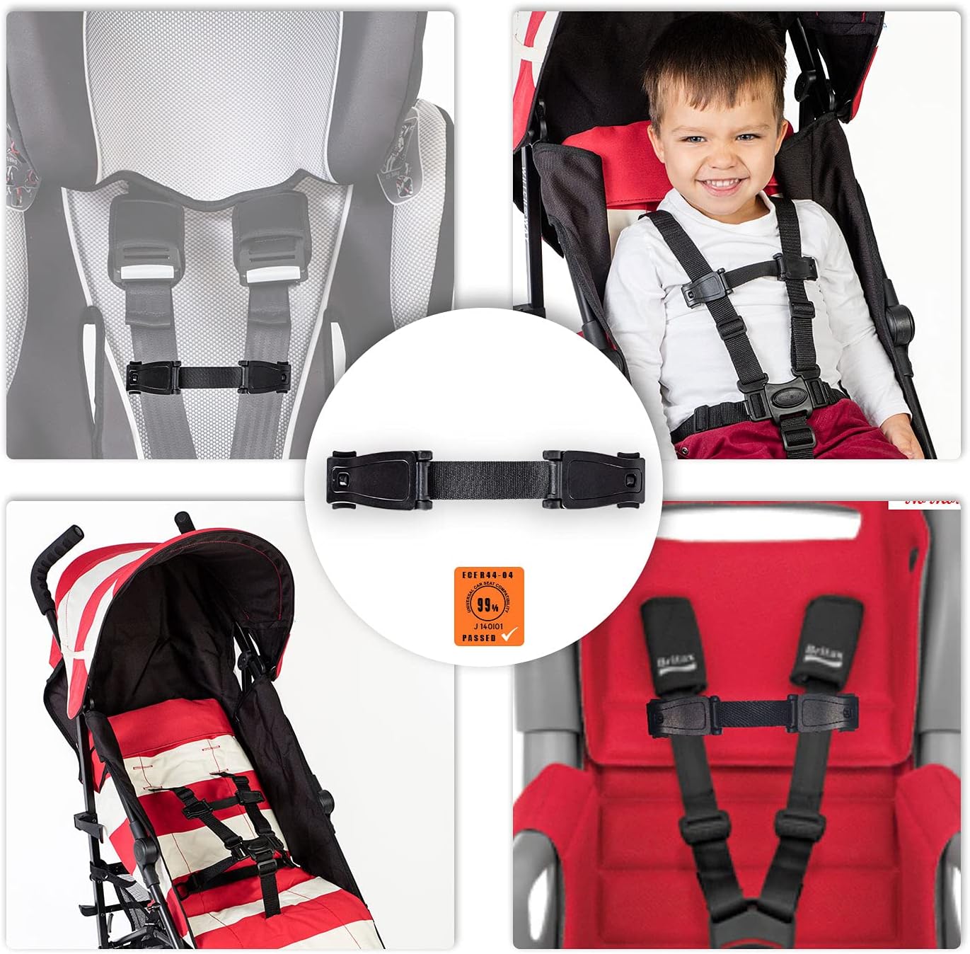 STRAP STOP Anti Escape Car Seat Strap — UK Made, Crash Tested, ECE R44-04 & R129 - Grey