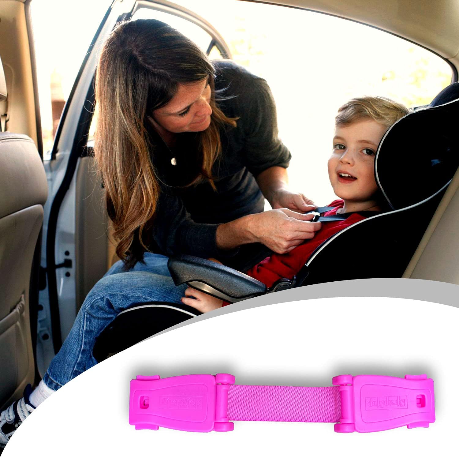 STRAP STOP Anti Escape Car Seat Strap — UK Made, Crash Tested, ECE R44-04 & R129 -PINK